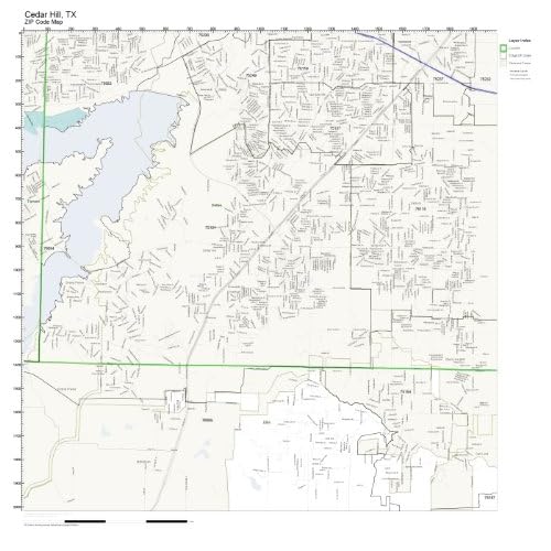 ZIP Code Wall Map of Cedar Hill, TX ZIP Code Map Laminated