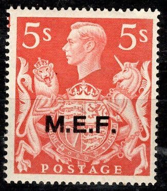 Great Britain Office in Africa, Middle East Forces - Scott #14 - 5 Shilling British Stamp Overprinted - From 1947 - Collectible Postage Stamps