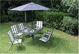 Review Firman Leisure Ltd  / Rectangular Table With 6 Textaline High Back Folding Armchairs And Parasol