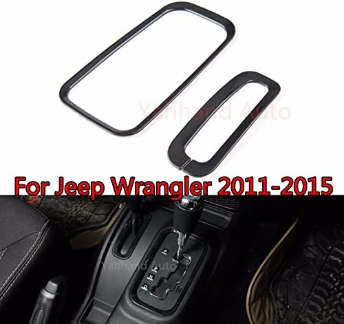 Yahhand Auto 2pcs Interior ABS Gear Box Panel+Transfer Case Frame Decoration Cover Trim for Jeep Wrangler 2011-2015 (Black)