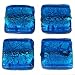 Aqua Blue Silver Foil Flat Square Glass Beads Approx 4