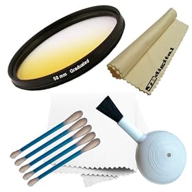 58mm Graduated Yellow Filter + 3 Piece Deluxe cleaning kit + JB Microfiber Lens Cleaning Cloth
