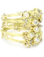 Vibes "Edgy" 18 Karat Gold and Diamond Ring, Size 5.5