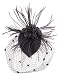 Black Feather Fabric Flower Net Fascinator Hair Clip and Cocktail Hat