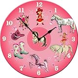 Dolce Mia Horsey Girl Cowgirl Nursery Wall Clock - Sew Vintage