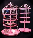 Earring Jewelry Organizer Stand PINK Holder Tree Tabletop Metal Spins Popular Woman Teen Gift Holds Up To 140 Pair WITH Catch-All Dish Base