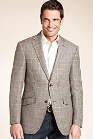 Luxury Sartorial Heritage Wool Rich Check Jacket with Linen