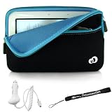 Kroo Nook Electronic Book Reader Slim Glove Sleeve Case with extra pocket + Includes a 4-Inch eBigvalue Determination Hand Strap + Easy Travel Car Charger