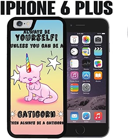 iPhone Case Always be a Caticorn For iPhone 6 PLUS / 6S PLUS Rubber Black With Free .33 mm Premium Tempered Glass Screen Protector (Ships from California when you buy from CloudsOfAnarchy)