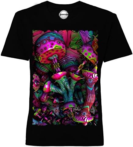 PSHIRTZ Black T-SHIRT Psychedelic Mushrooms Magic Shrooms Trippy Lsd Mdma Xtc Ecstasy, XL