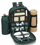 Picnic At Ascot 004XG-C Bon Apetite Backpack for 2 with blanket - Green