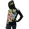 CHRISTIAN AUDIGIER Ed Hardy Crystal Rock Womens Tattoo Platinum Hoodie Shirt Hooded Sweatshirt Black