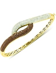2.53 Carat (ctw) 14k Yellow Gold Round White & Brown Diamond Ladies Fashion Bangle Bracelet