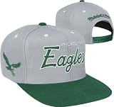 Philadelphia Eagles Mitchell & Ness Grey Throwback Vintage Retro Script Snap Back Hat