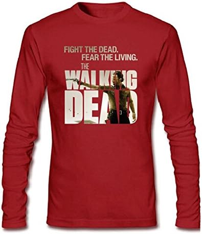 TOPT Men's The Walking Dead Fight The Dead Living Long Sleeve T-Shirt Red