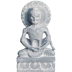 Sitting Buddha Stone Sculpture Collectible Figurines 3.25 x 2 x 6.25 inches (sos223)