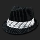 BLACK WHITE PINSTRIPE FEDORA TUXEDO MIAMI HAT HATS LRG/XL
