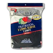 Fruit of the Loom Boy's 3 Pack Long Sleeve Crew Neck Tee  #3PLSB0