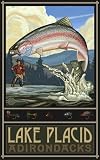 Northwest Art Mall 11" x 17" Poster Lake Placid Rainbow Trout Fisherman by Paul A. Lanquist