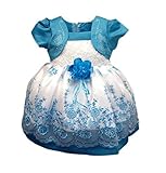 powerya　ワンピース　ガールズ　女の子　ドレス　パフ袖　花飾り　レース　チュール　ブルー　レッド　ピンク　パープル　4色　お姫様風　おしゃれ　可愛い　キュート　発表会 入園式 結婚式 花嫁介添人