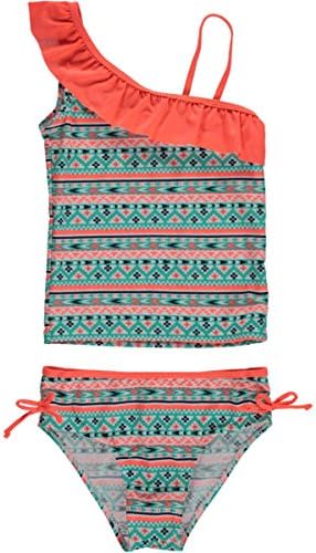 Surf Zone Big Girls' "Western Sands" 2-Piece Tankini - coral, 14 - 16