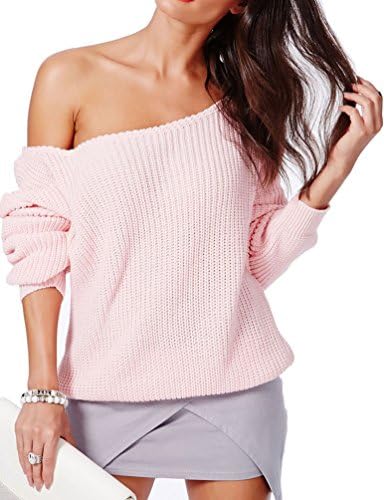 Mantos Women's Boat Neck Loose Ribbed Casual Pullover Sweater