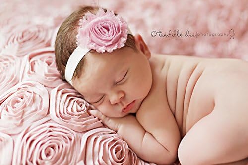 Pink Flower Baby Headband Baptism Headband Newborn Headband Girl Accessory (Pink-01)