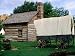 Wagon and Log Kitchen in Rural Complex, Old City Park, Dallas, Texas Places Photographic Poster Print by Witold Skrypczak, 40x30