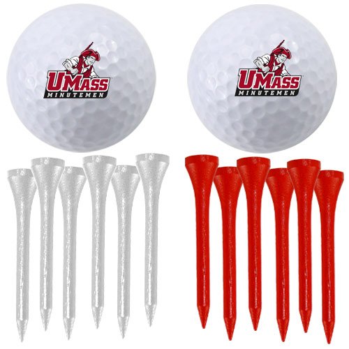 Massachusetts Minutemen Two Golf Balls And Twelve Tees Set