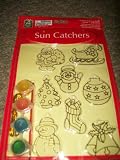 Christmas Sun Catchers Kit 8 in All Includes Paint Brush and String