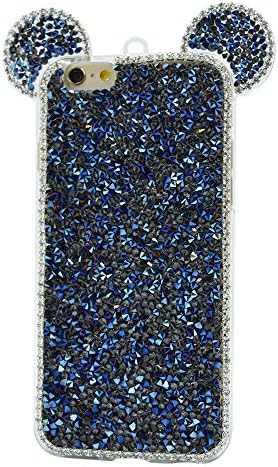 iPhone 6 Plus Case, iPhon 6S Case, TURF Extreme Deluxe Mickey Mouse 3D Bling Handmade Crystal Rhinestone Diamond Hard Back Cover for iPhone 6/6s Plus Dark Blue