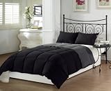 Chezmoi Collection 3pcs Black Grey Super Soft Goose Down Alternative Reversible Comforter Set Queen /Full Size