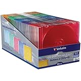 Verbatim Slim CD and DVD Storage Cases - 50 Pack - 5 Assorted Colors 94178