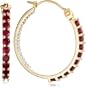 14k Yellow Gold Ruby and Diamond Inside-Out Hoop Earrings