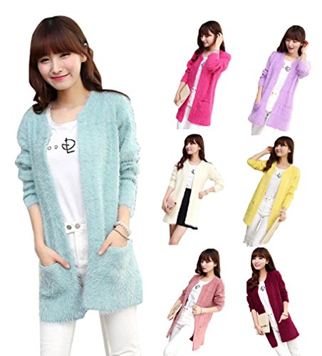 【ARINCO】 シャギー 素材 ロング丈 カーディガン レディース エレガント 選べる カラー 7色 サイズ S M L