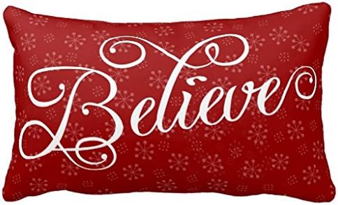 Lightenin Believe in Christmas Holiday Snowflake Cotton Canvas Pillow Cover, 20-Inch x 30-Inch