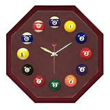 Octagon Cherry Billiard Clock With Wine Mali Felt