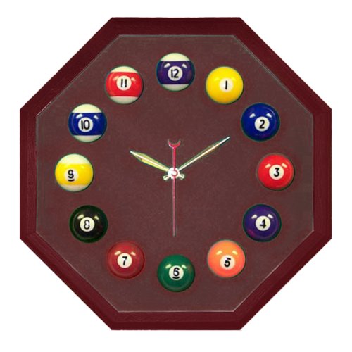Octagon Cherry Billiard Clock With Wine Mali Felt
