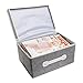 MyGift Decorative Gray Woven Collapsible Fabric Lidded Shelf Storage Bin/Closet Organizer Box Basket