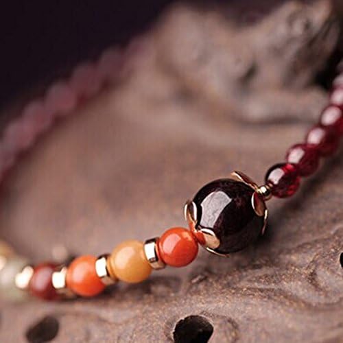 God of Happiness Sterling gold plated China style 17CM Natural Lady garnet Bracelet