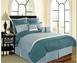 8 Piece Classic Blue Wave Designed Comforter Set, Bed in a Bag, with Matchi ....