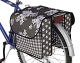 Bunte Fahrradtasche doppelt Blumenmuster Oliv