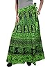 Boho Long Skirt Green Tribal Printed Cotton Wrap Around Skirt for Womans