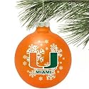 Miami Hurricanes Orange Snowflake Glass Ornament