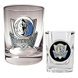 NBA Dallas Mavericks Rocks Glass & Square Shot Glass Set - Primary Logo