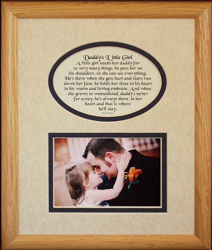 8x10 DADDY'S LITTLE GIRL Picture & Poetry Photo Gift Frame ~ Cream/Navy Blue Mat ~ Heartfelt Keepsake Picture Frame for Dad from his Little Girl on Father's Day, Christmas, Birthday or Valentines Day!
