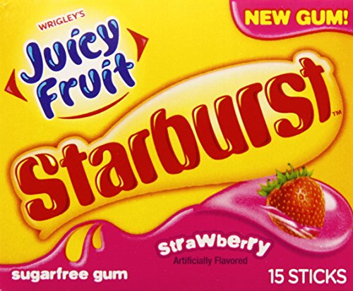 Juicy Fruit Starburst Gum, Strawberry, 15 Piece Pack