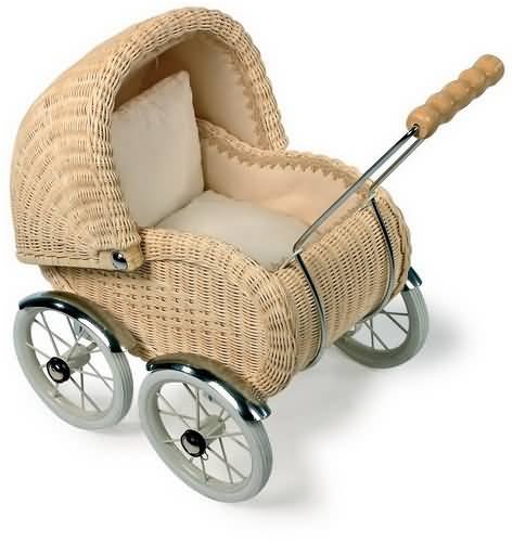 Childrens Toyshop  Toys : Doll's Pram Wickerwork