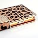iPhone 6 Case, Tradekmk(TM) Fashion Luxury Premium PU Leather Slim Fit [Bling Crystal Leopard Print Skin] Folio Magnet Hand Strap Wallet Cover Case with Card Holders Compatible with Apple iPhone 6(4.7)-[+Stylus]-(Brown)