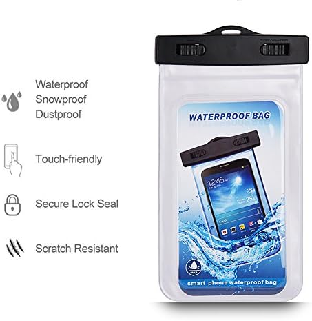 Lecheeco Waterproof Bag Case - Premium Quality Case - Talk and Take Photos Through the Dry Bag - Universal Waterproof Pouch Fits Apple Iphone 6, 5s, 5c, 5, Samsung Galaxy S5, S4, S3 Windows Phones, Lg, Gps, Passport, Money Etc. - Ipx8 Certified - Great to Use While You Snorkel, Swim, Snowboard, Boat (Translucent)